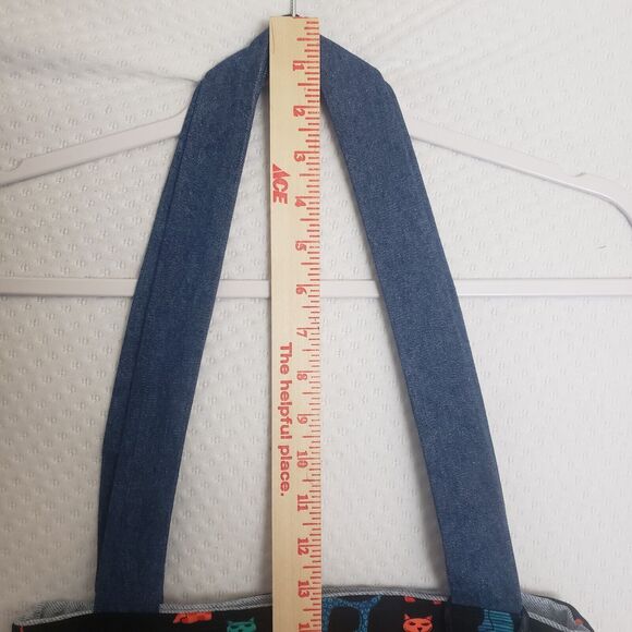 Tammy D's Recycled Blue Jean Denim Rainbow‎ Cat Tote Bag - Picture 4 of 9